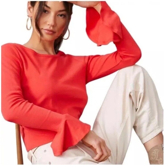 MAEVE By ANTHROPOLOGIE Bell Sleeve Top - Picture 2 of 7